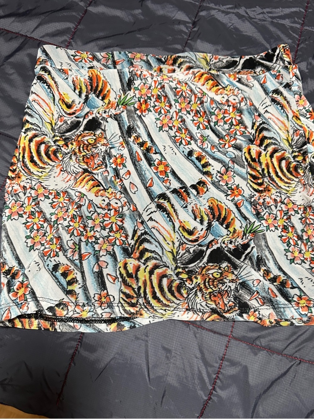 Ed Hardy Orange Floral Tiger Print Mini Skirt